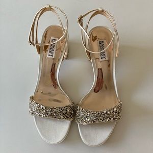Badgley Mischka Block Heels, Ivory Satin